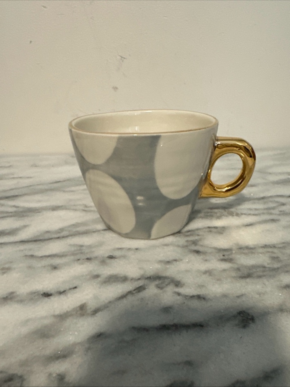 Anthropologie Bridget Bodenham Gray and White Polka Dot Ceramic Mug - Picture 3 of 7